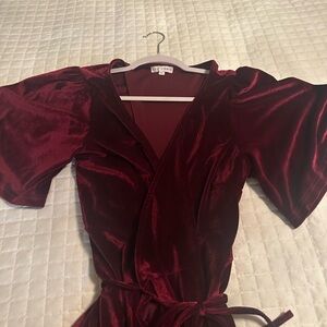 Baltic Born Burgundy Red Velvet Wrap Dress Megan